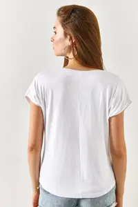Olalook Women White Yarasa Knitting Viscon Blouse - Image 8