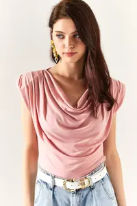 Olalook Women's Powder Padded Collar Loose Blouse - Image 3