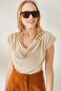 Olalook Women's Stone Padded Collar Loose Blouse - Image 4