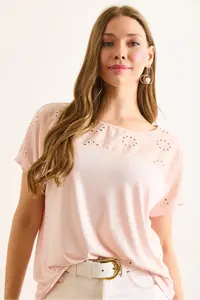 Olalook Women Pink Fisto Detailed Yarasa Blouse - Image 6