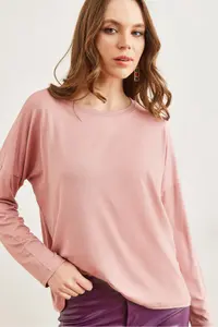 Olalook Women's Light Rose Crew Neck Bat-Floating Viscose Blouse - Image 2