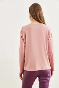 Olalook Women's Light Rose Crew Neck Bat-Floating Viscose Blouse - Image 5