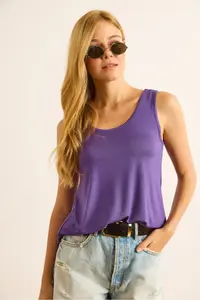 Olalook Women's Purple Front Back U Strap Bell Viscose Blouse - Image 3