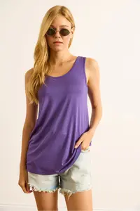 Olalook Women's Purple Front Back U Strap Bell Viscose Blouse - Image 6