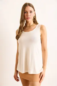 Olalook Women's White Front Back U Strap Bell Viscose Blouse - Image 2