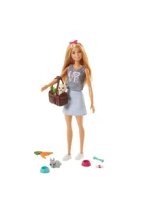 Barbie FPR48 with 7 Pieces for Babies and Pets, Puppy, Rabbit and Theme