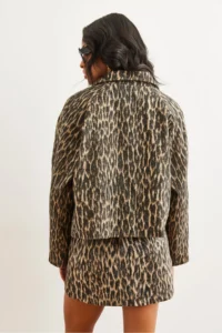 Olalook Women's Leopard Stone Buttoned Lined Stash Jacket - Image 8