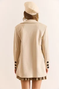 Olalook Women's Stone Lined Buttoned Flotilla Pocket Suede Blazer Jacket - Image 2
