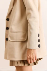 Olalook Women's Stone Lined Buttoned Flotilla Pocket Suede Blazer Jacket - Image 6