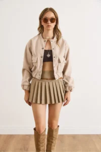Olalook Women's Stone Lined Pocketed Bomber Jacket - Image 5