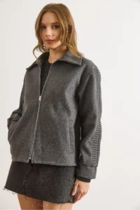 Olalook Women's Smoked Lined Sleeve Back Detailed Stash Jacket - Image 3