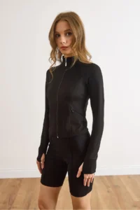 Olalook Women's Black Cupra Modal Flexible Sports Jacket with Thumb Hole - Image 5
