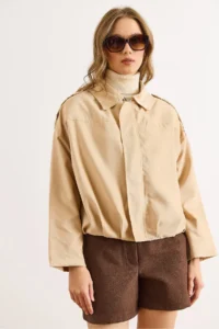 Olalook Women's Stone Lined Skirt Pleated Oversize Suede Jacket - Image 6
