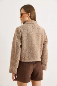 Olalook Women's Camel Pocket, Lined, Raised Cashew Jacket - Image 4