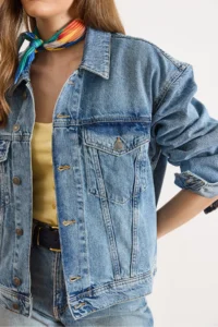 Olalook Women Blue Back Applique DENIM Jacket - Image 4
