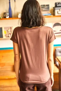 Olalook Women's Bitter Brown Collar Lace Casual Viscose Blouse - Image 2