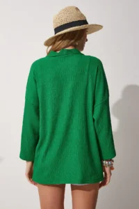 Happiness İstanbul Women's Green Layered Collar Textured Seasonal Jacket - Image 5