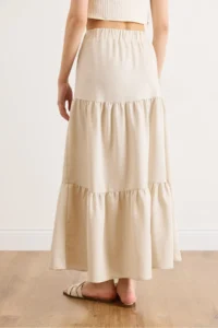 Olalook Women's Stone Waist Elastic Maxi Linen Skirt - Image 6
