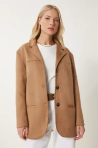 Happiness İstanbul Women Mink Premium Suede Jacket - Image 2