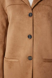 Happiness İstanbul Women Mink Premium Suede Jacket - Image 4