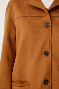 Happiness İstanbul Women Tan Premium Suede Jacket - Image 5