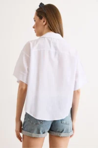 Olalook Women's White Six Oval Loose Fit Cotton Flam Shirt - Image 6