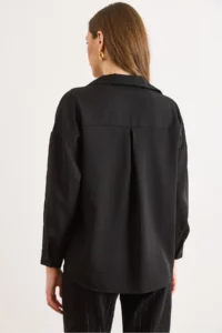 Olalook Women Black textured Loose Shirt - Image 6