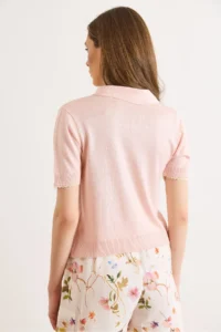 Olalook Women's Pink Lace Detailed Viscose Cardigan - Image 6