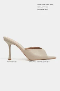 Nisantasi Shoes RODI DARK BEIGE MATTE Pointed toe Women Thin Heels Slippers - Image 2