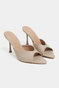 Nisantasi Shoes RODI DARK BEIGE MATTE Pointed toe Women Thin Heels Slippers - Image 5