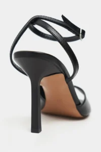Nisantasi Shoes Velora Black MATTE Square Front Toe Light Ankle Strap Thin Heels Women Shoes - Image 5