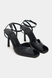 Nisantasi Shoes Velora Black MATTE Square Front Toe Light Ankle Strap Thin Heels Women Shoes - Image 6