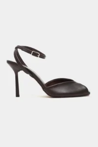 Nisantasi Shoes Velora COFFEE MATTE Square Toe Light Ankle Strap Thin Heels Women Shoes