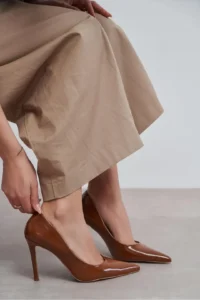 Nisantasi Shoes Lunara Tan RUSTIC Patterned Pointed toe Women Stiletto - Image 7