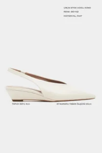 Nisantasi Shoes Nino BEIGE MATTE Arka Bant Detailed Pointed toe Women Wedge Heels Shoes - Image 2