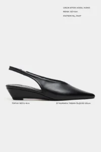 Nisantasi Shoes Nino Black MATTE Arka Bant Detailed Pointed toe Women Wedge Heels Shoes - Image 2