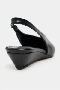 Nisantasi Shoes Nino Black MATTE Arka Bant Detailed Pointed toe Women Wedge Heels Shoes - Image 4