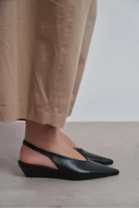 Nisantasi Shoes Nino Black MATTE Arka Bant Detailed Pointed toe Women Wedge Heels Shoes - Image 8