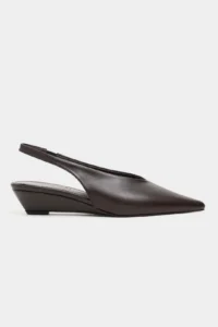 Nisantasi Shoes Nino COFFEE MATTE Arka Bant Detailed Pointed toe Women Wedge Heels Shoes