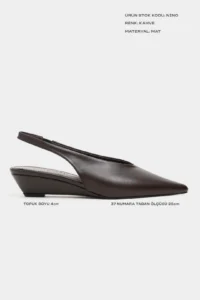 Nisantasi Shoes Nino COFFEE MATTE Arka Bant Detailed Pointed toe Women Wedge Heels Shoes - Image 2