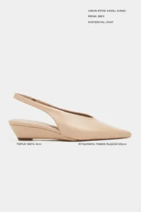 Nisantasi Shoes Nino Nude MATTE Arka Bant Detailed Pointed toe Women Wedge Heels Shoes - Image 2