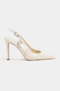Nisantasi Shoes LADONIA Beige Patent Arka Light Hair Clip Detailed Women Heels Shoes