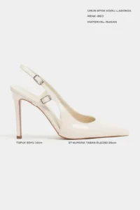 Nisantasi Shoes LADONIA Beige Patent Arka Light Hair Clip Detailed Women Heels Shoes - Image 2