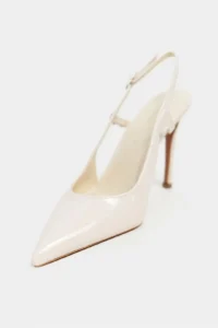 Nisantasi Shoes LADONIA Beige Patent Arka Light Hair Clip Detailed Women Heels Shoes - Image 3