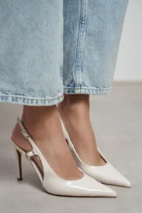 Nisantasi Shoes LADONIA Beige Patent Arka Light Hair Clip Detailed Women Heels Shoes - Image 7
