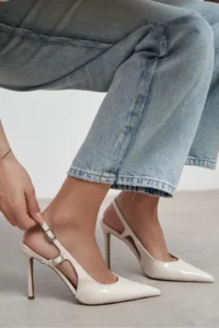 Nisantasi Shoes LADONIA Beige Patent Arka Light Hair Clip Detailed Women Heels Shoes - Image 8