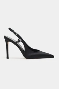 Nisantasi Shoes LADONIA Black Satin Arka Light Hair Clip Detailed Women Heels Shoes