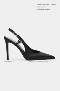 Nisantasi Shoes LADONIA Black Satin Arka Light Hair Clip Detailed Women Heels Shoes - Image 2