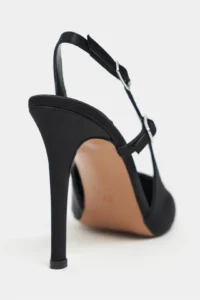 Nisantasi Shoes LADONIA Black Satin Arka Light Hair Clip Detailed Women Heels Shoes - Image 4