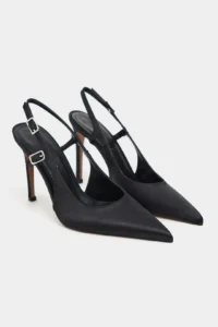 Nisantasi Shoes LADONIA Black Satin Arka Light Hair Clip Detailed Women Heels Shoes - Image 5